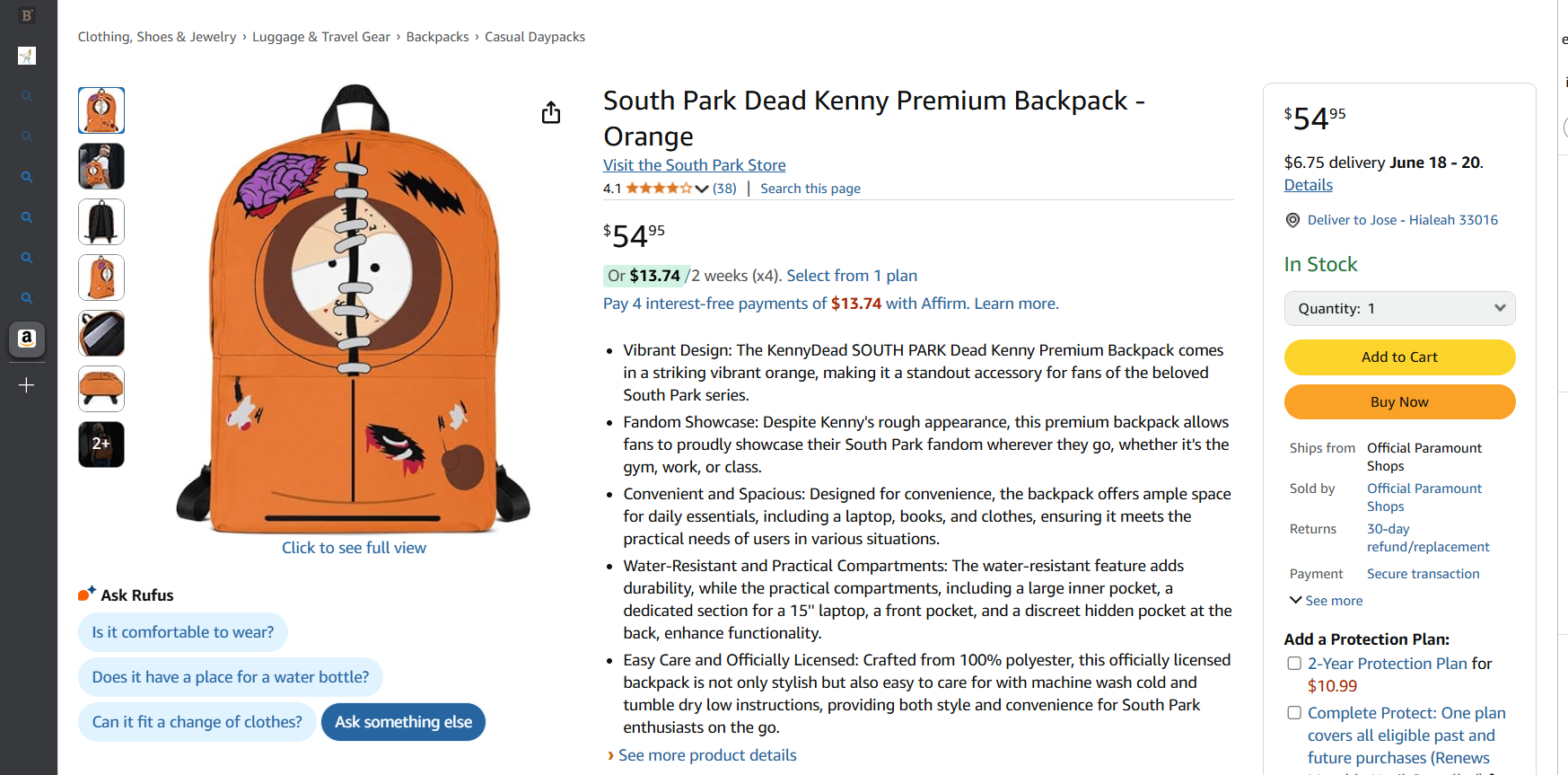 The Girl In The Kenny Backpack